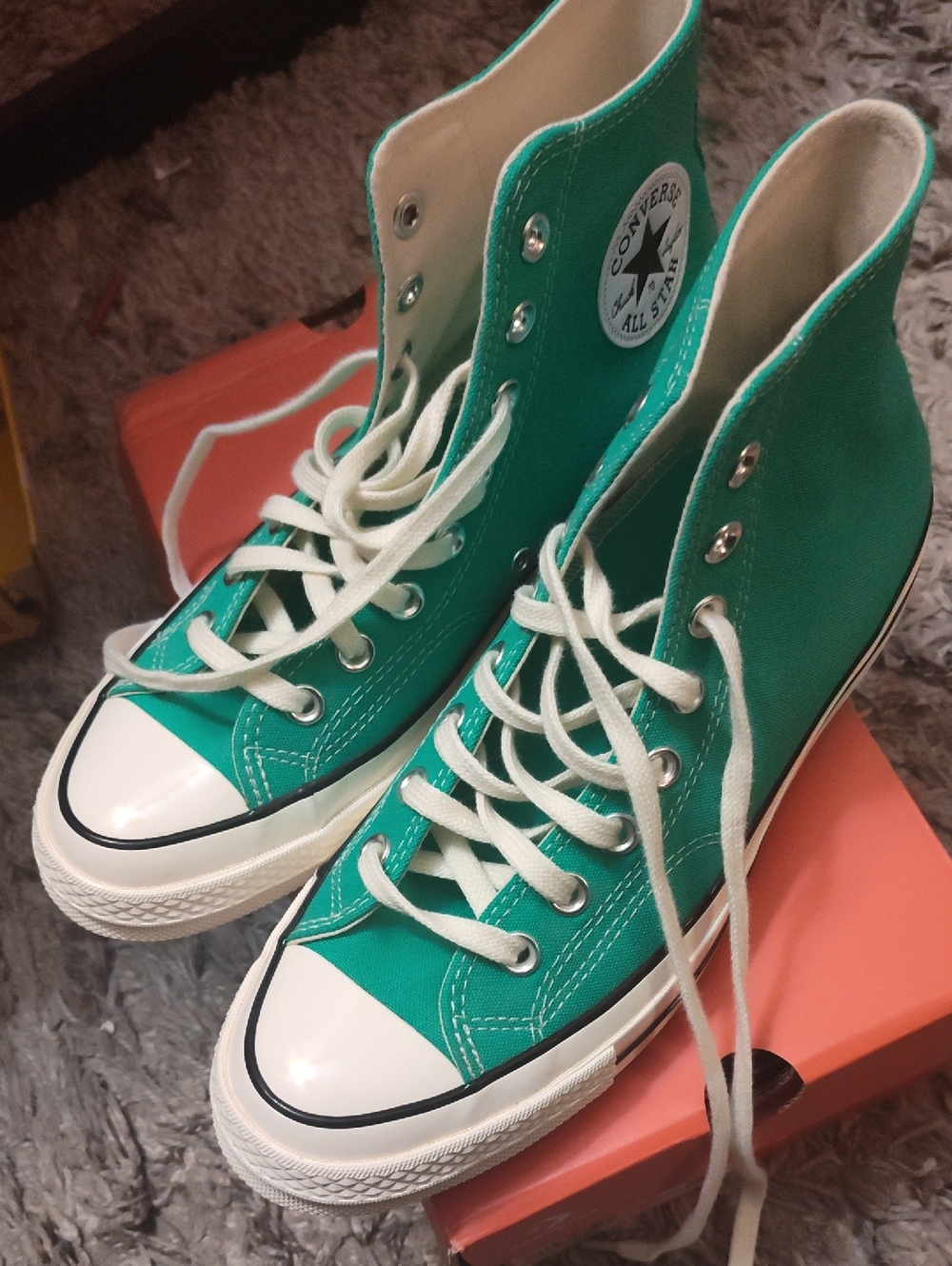 Converse High Top Sneakers in Teal Green with White Accents